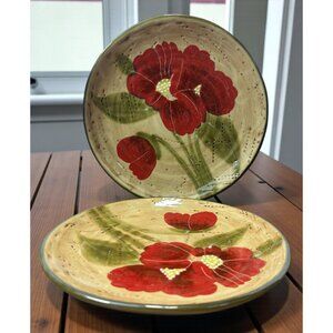 Fleur Rustique By Nanette Vacher Ambiance Hand Painted Salad Plates Set Of 2